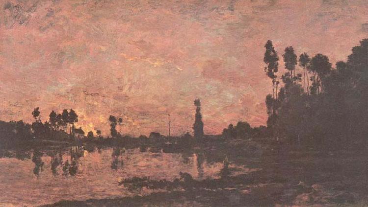 Charles-Francois Daubigny Sonnenuntergang an der Oise oil painting image